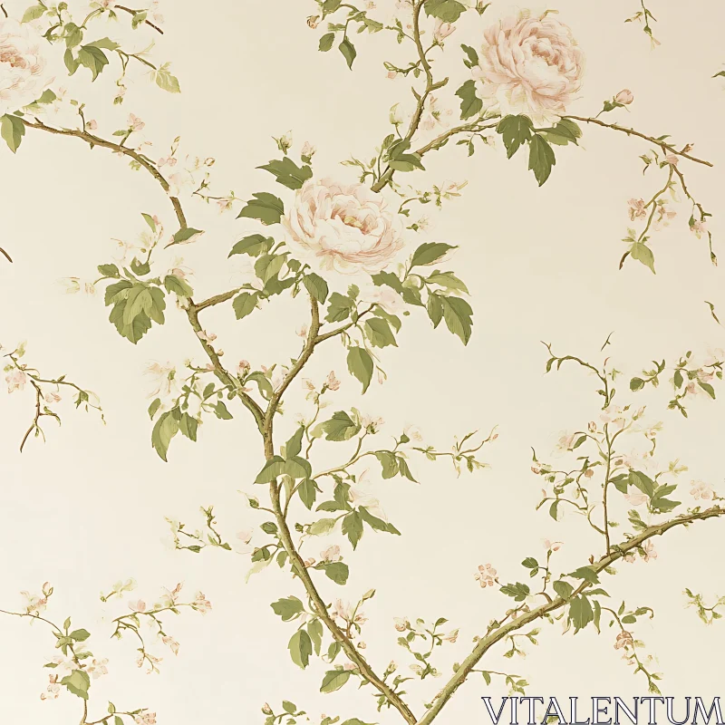 AI ART Vintage Floral Design with Pink Roses