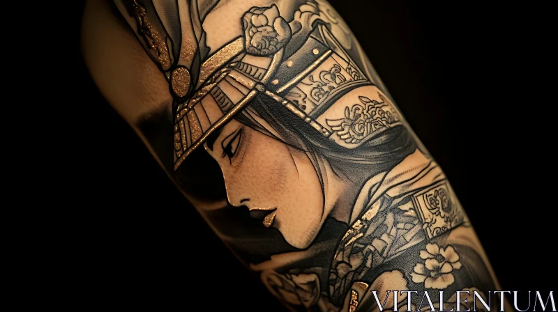 Detailed Samurai Tattoo Design AI Image