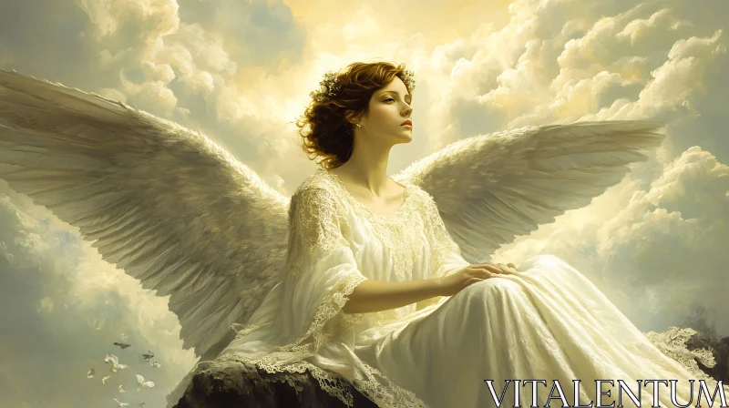 AI ART Ethereal Angel Among Clouds