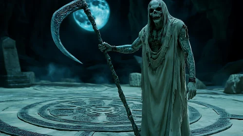 Spectral Scythe Under the Moon