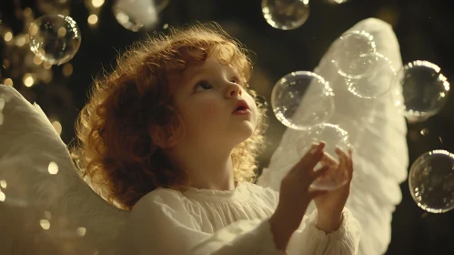 Child Angel with Bubbles