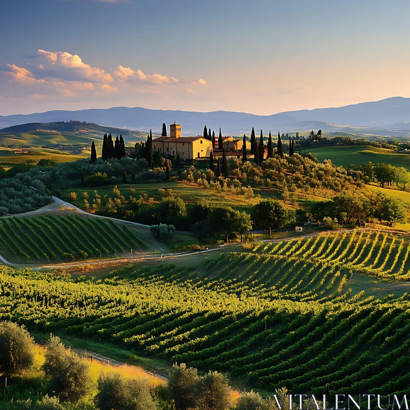 AI ART Scenic View of Vineyard in Tuscany