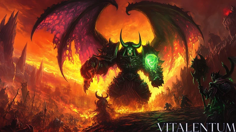 AI ART Epic Demon Illustration with Fiery Backdrop