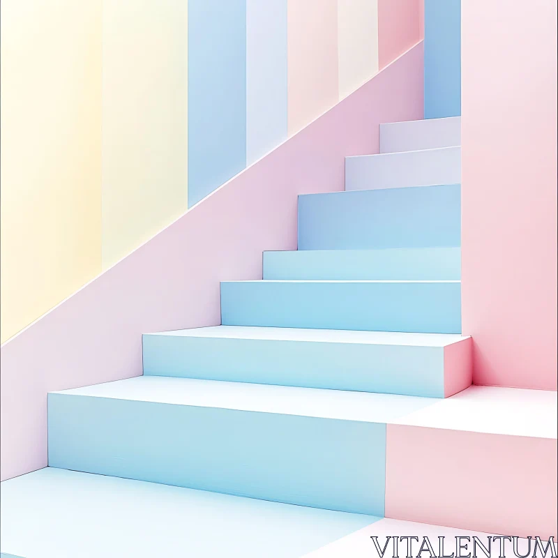 AI ART Geometric Pastel Stairway