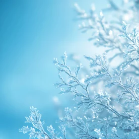 Close-Up of Frost Crystals on Branches