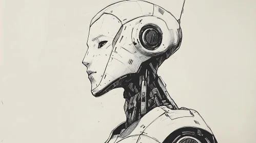 Monochrome Cyborg Portrait