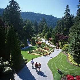 Lush Garden with Flowers and Trees