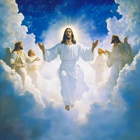 Figures in White Amidst Clouds