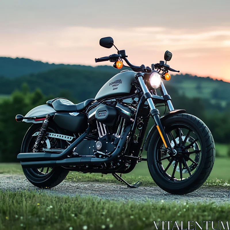 Harley Davidson at Dusk AI Image