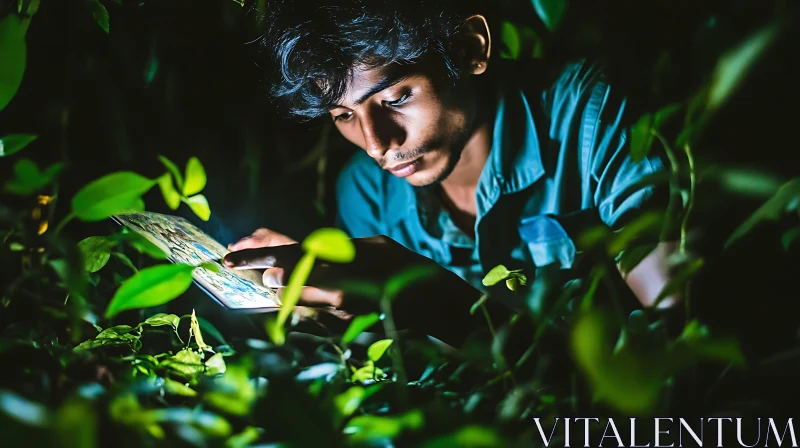 Reader in the Greenery AI Image