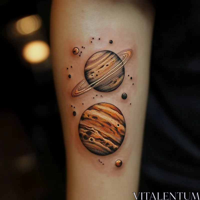 Astronomical Tattoo Art with Planets AI Image