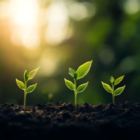Three Seedlings in Soil