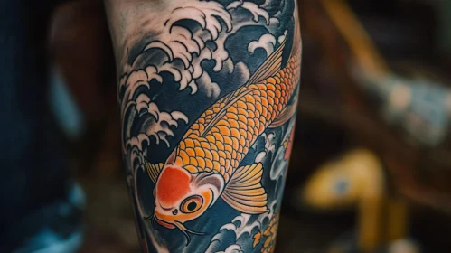 Vibrant Koi Fish Traditional Tattoo