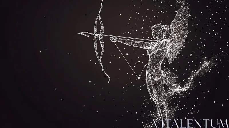 AI ART Winged Archer Constellation Line Art