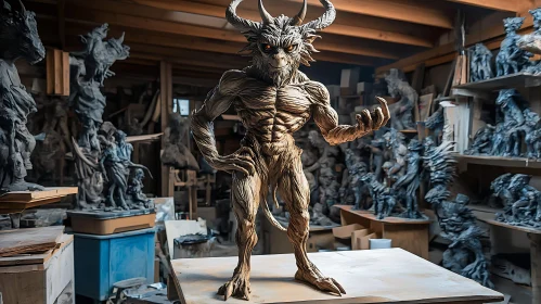 Horned Demon Sculpture Art