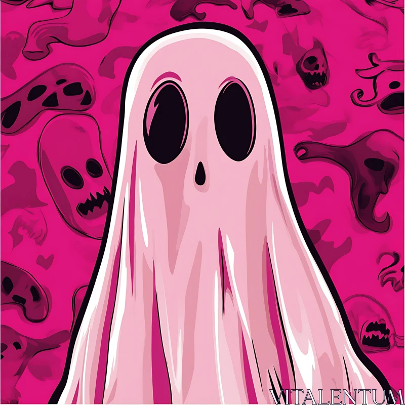 AI ART Stylized Ghost in Pink Hues