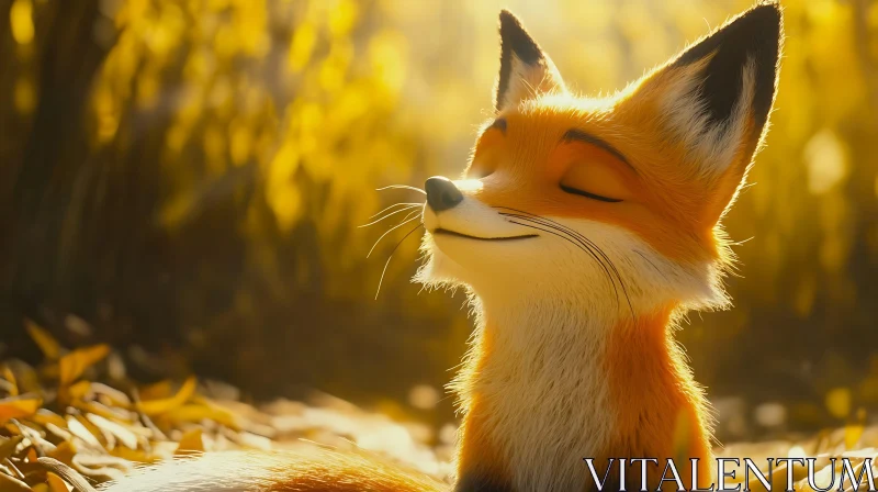 Peaceful Fox in Golden Light AI Image