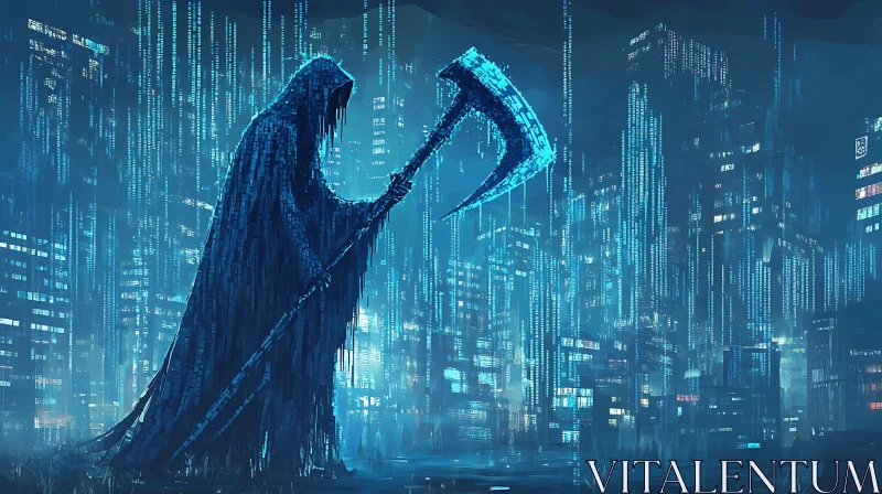 AI ART Futuristic Grim Reaper with Scythe