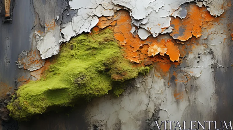 Abstract Art - Moss on Peeling Wall AI Image
