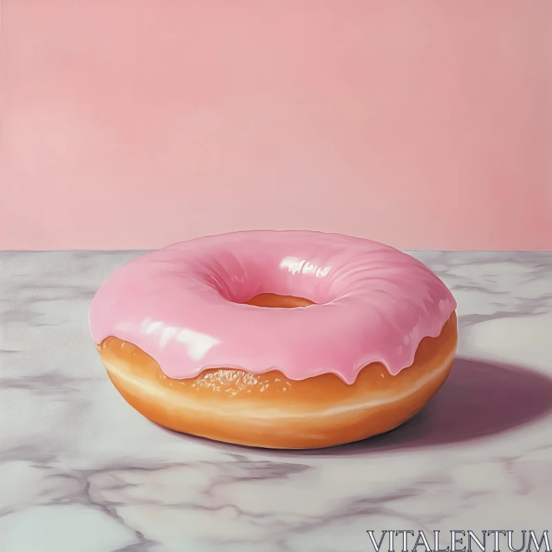 AI ART Pink Frosted Donut Still Life