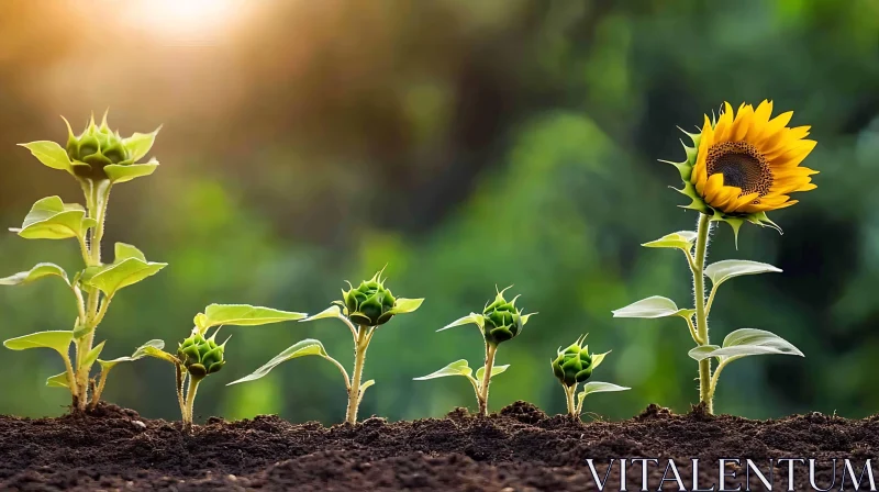 Stages of Sunflower Growth AI Image