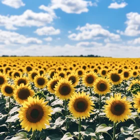 Golden Sunflowers and Summer Sky