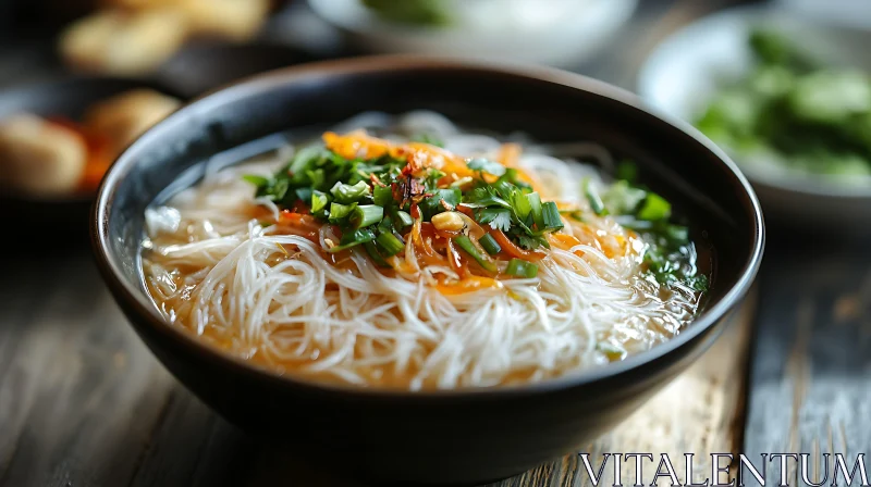 Steaming Bowl of Spicy Noodle Soup AI Image