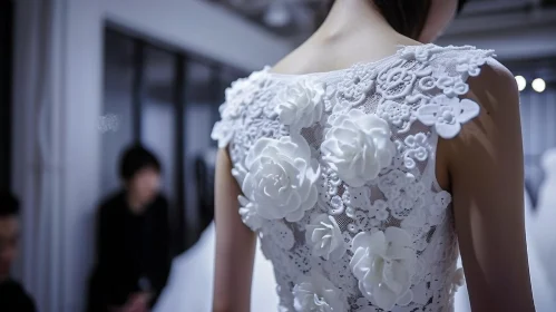 Ethereal Wedding Beauty: White Lace Back Wedding Dress