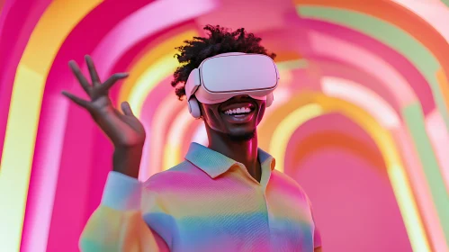 Smiling Man in VR Headset