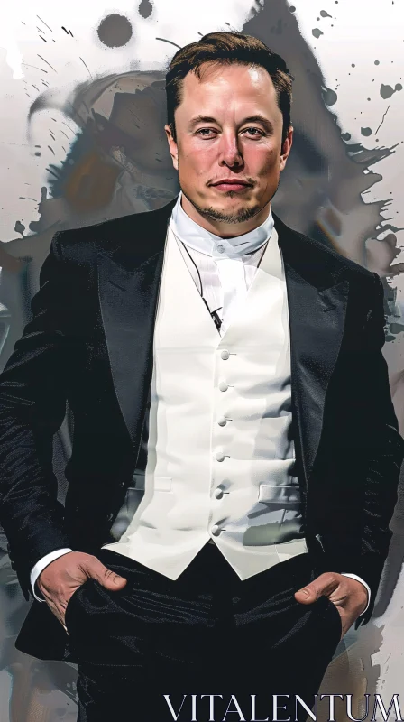 Elon Musk's Elegant Tuxedo Portrait AI Image