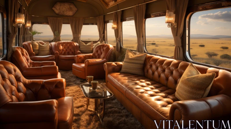 Luxurious Overland Train with Golden Interiors | African Influence AI Image
