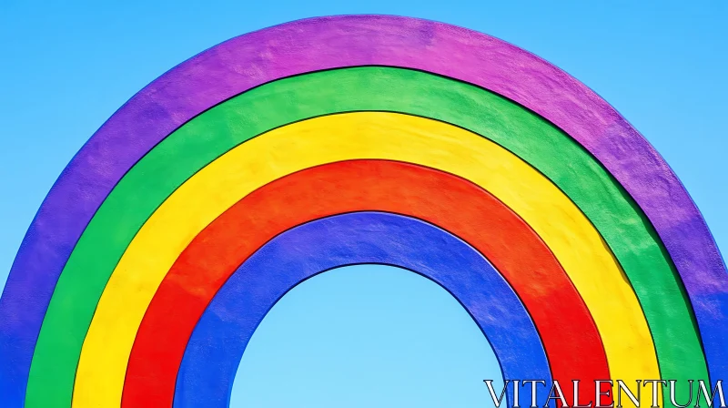 Vibrant Rainbow Against Blue Sky AI Image