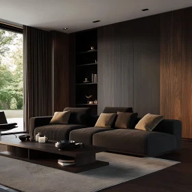 Elegant Dark Wood Living Space