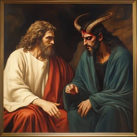 Angelic and Demonic Face-Off Painting