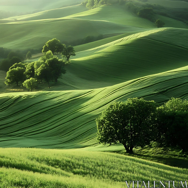 AI ART Rolling Green Hills and Trees