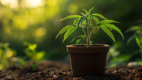 Seedling in Pot on Soil