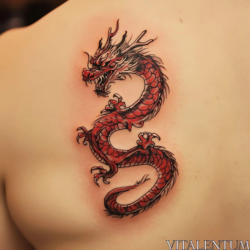 Fierce Red Dragon Tattoo Design AI Image