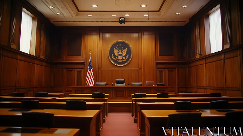 Classic Courtroom with Wood Paneling AI Image