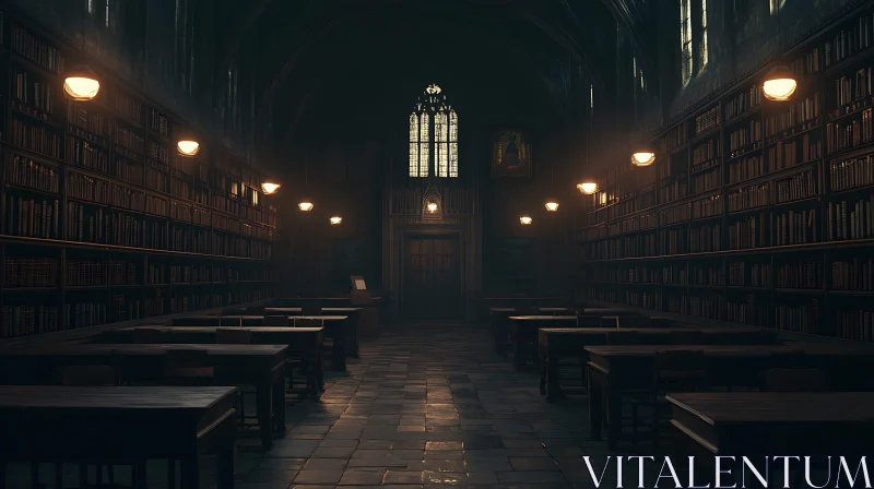 Dark Academia Library AI Image