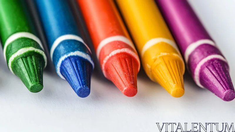 Close-Up of Vibrant Crayons AI Image