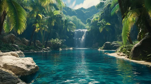 Serene Tropical Waterfall Landscape