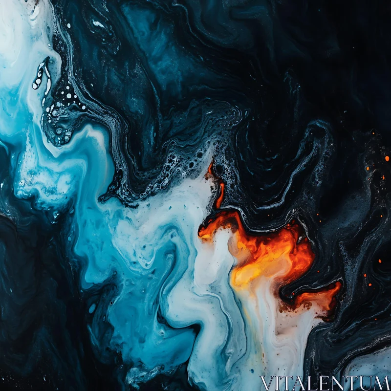 Fluid Abstraction with Fiery Tones AI Image