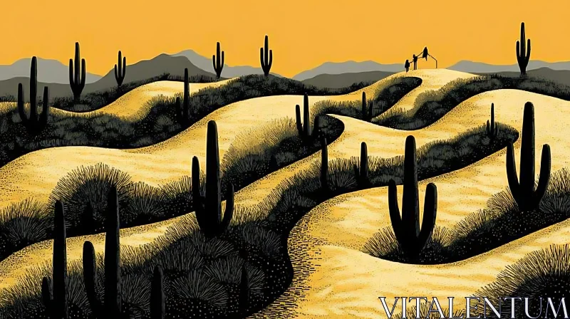 AI ART Cactus Desert Landscape