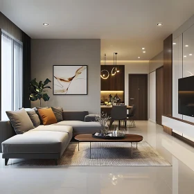 Contemporary Home Interior with Gray Sofa