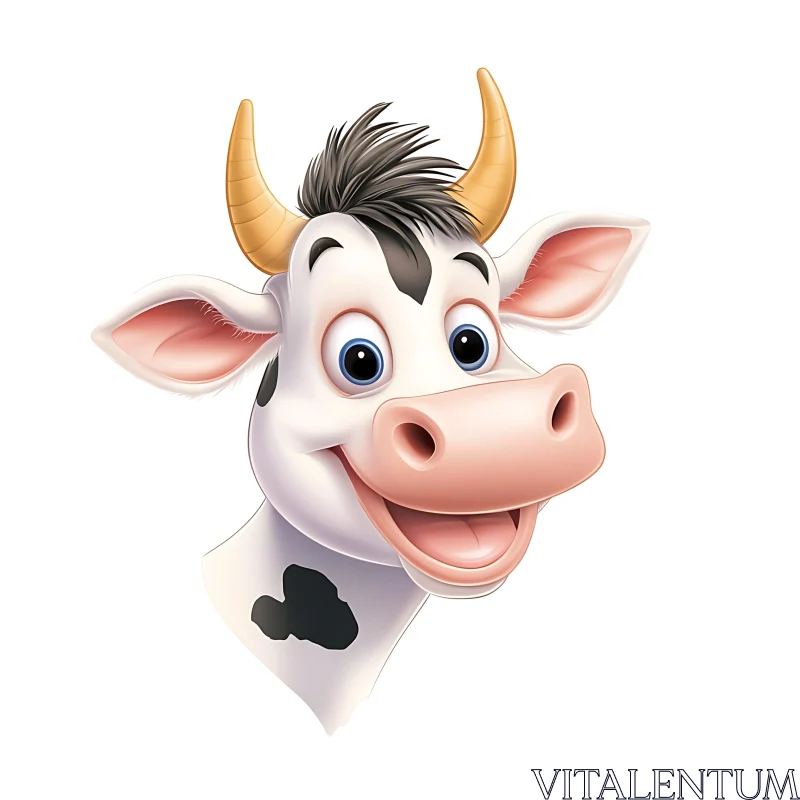 Cartoon Cow with a Smile AI Image