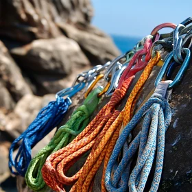 Outdoor Climbing Gear on Rock