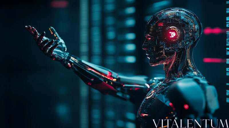 Cyborg with Glowing Circuits and Futuristic Technology AI Image