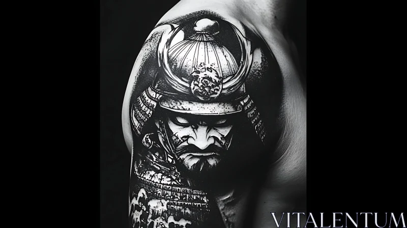 Black and White Samurai Arm Tattoo AI Image