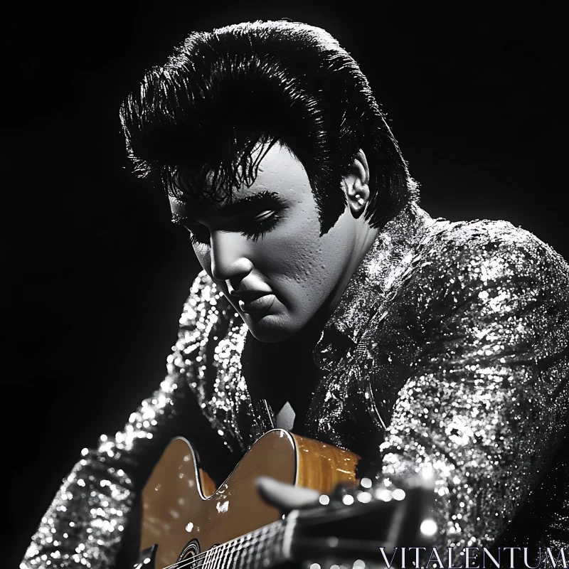 Guitar Player in Sparkling Jacket AI Image