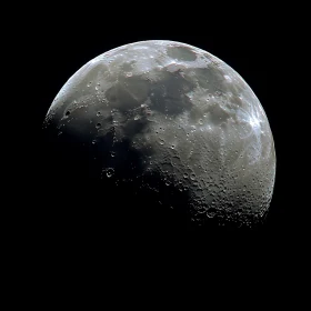 High-Detail Moon Surface Image Showing Lunar Craters